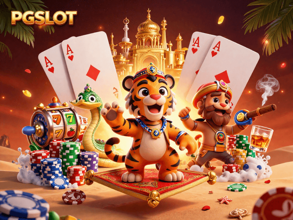 Spin the reels with PGSLOT and win big; featuring vibrant 3D casino elements!