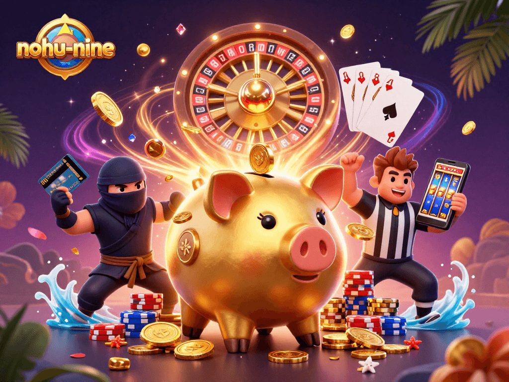 Experience excitement with nohu-nine through dynamic casino action featuring iconic characters and vibrant elements.
