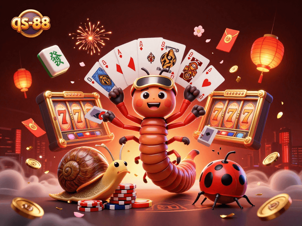 Engage with qs-88 represented in a vibrant casino scene featuring animated characters and vivid gaming elements.
