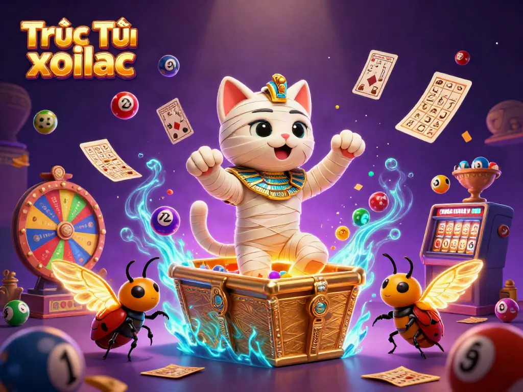 Engage with Trực Tiếp xoilac in a vivid casino scene featuring a mummy cat and thrilling gambling elements.