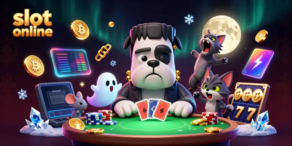 Engage with exciting slot online action featuring colorful monsters and crypto-themed elements.