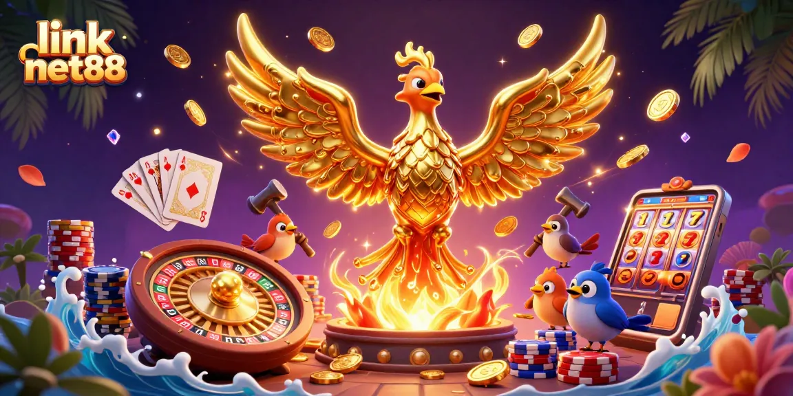 Experience link net88's vibrant casino magic with a molten phoenix and dynamic game elements.