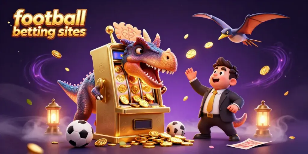 Experience thrilling action at football betting sites with a dramatic casino scene full of colorful elements.