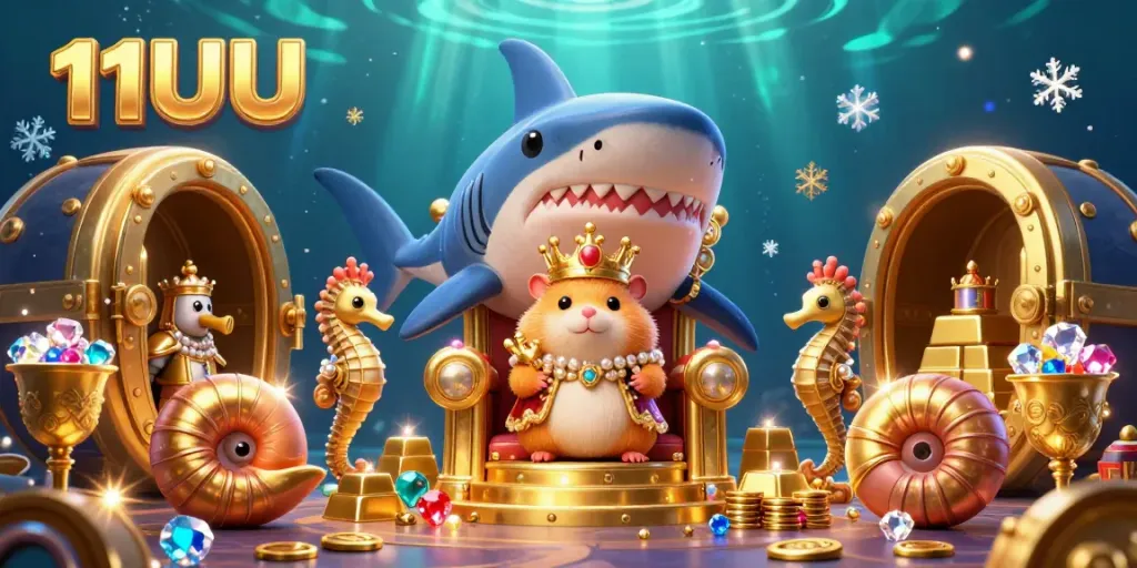 Engage in thrilling entertainment at 11UU with a majestic hamster king surrounded by treasures and royal guards.
