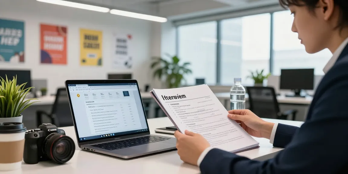 Job seeker conducting หางาน research at modern office space.