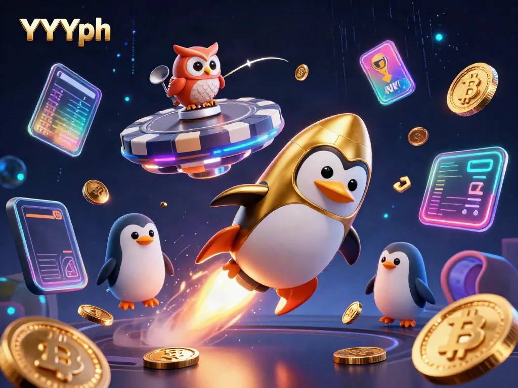 Experience thrilling action at YYYph with a golden penguin racing to a casino space station.