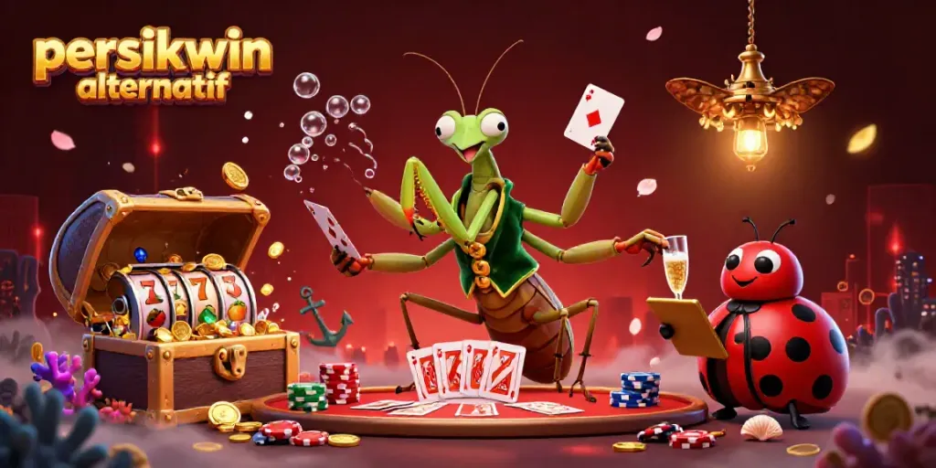 Gambarlah mantis dan ladybug di persikwin alternatif saat menangkap slot jackpot berkilau.