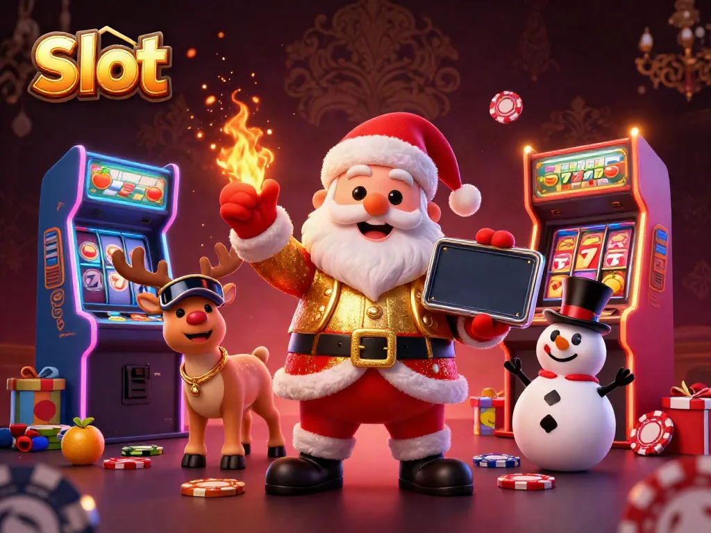Spin the Slot reels with Santa and friends in a festive casino adventure.