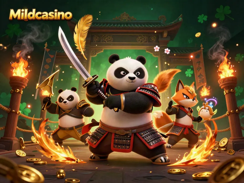Mildcasino's thrilling casino action unfolds with a samurai panda, ninja fox, and magical tanuki.