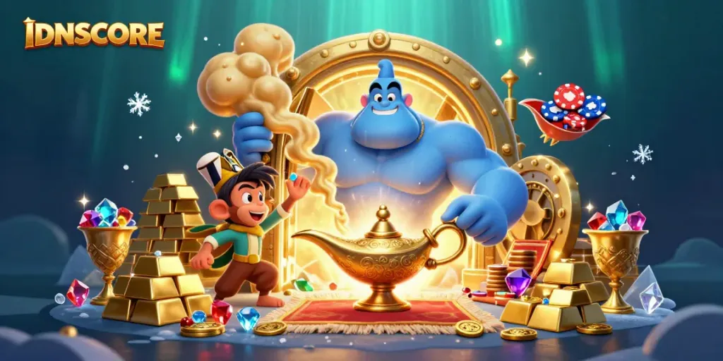 Engage with IDNSCORE's thrilling casino world, featuring dynamic characters and treasures.