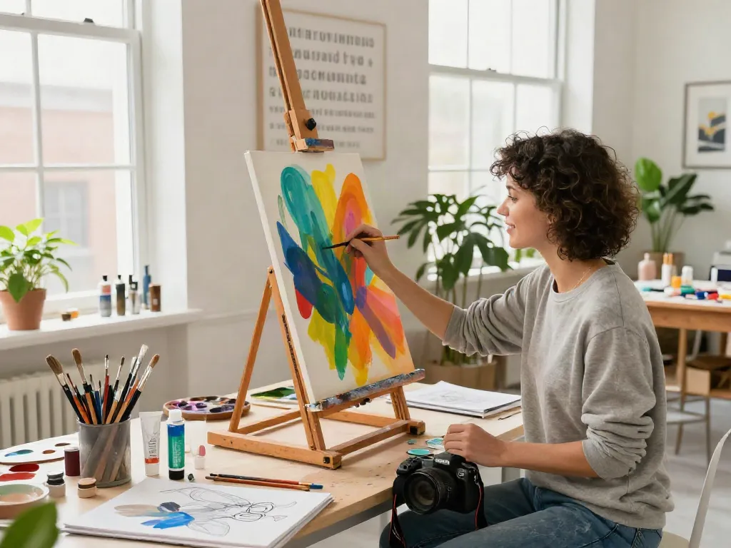 Gambar studio seni yang menginspirasi dan aksesibilitas yang ramah di https://artstudiocb.com/accessibility/.