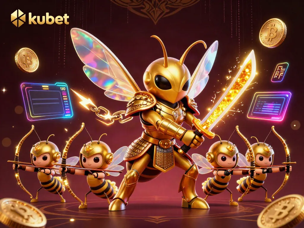 Engage in thrilling gaming adventures on kubet, where a golden hornet embraces its Samurai skills amidst a digital casino