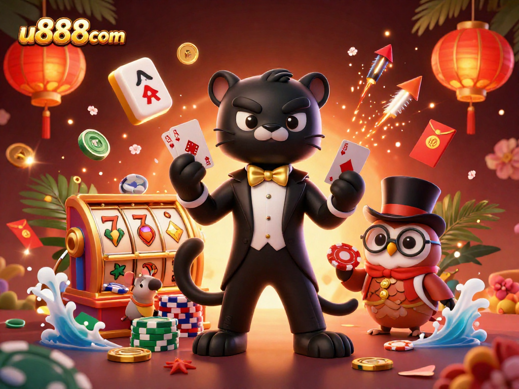 Experience thrilling gameplay at u888com with vibrant casino characters and elements.