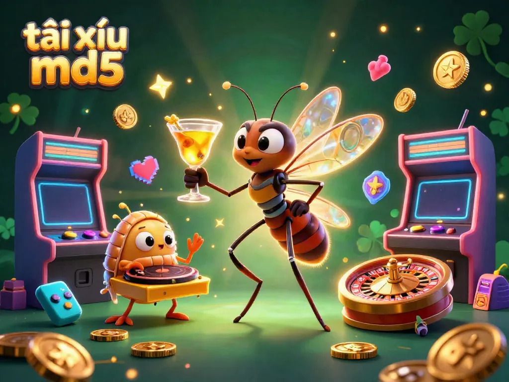 Experience the lively atmosphere of tài xỉu md5 at a vibrant casino showcasing unique characters and exciting game elements.