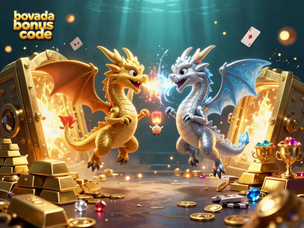 Engage with the Bovada bonus code scene featuring dragons in a lively casino atmosphere.