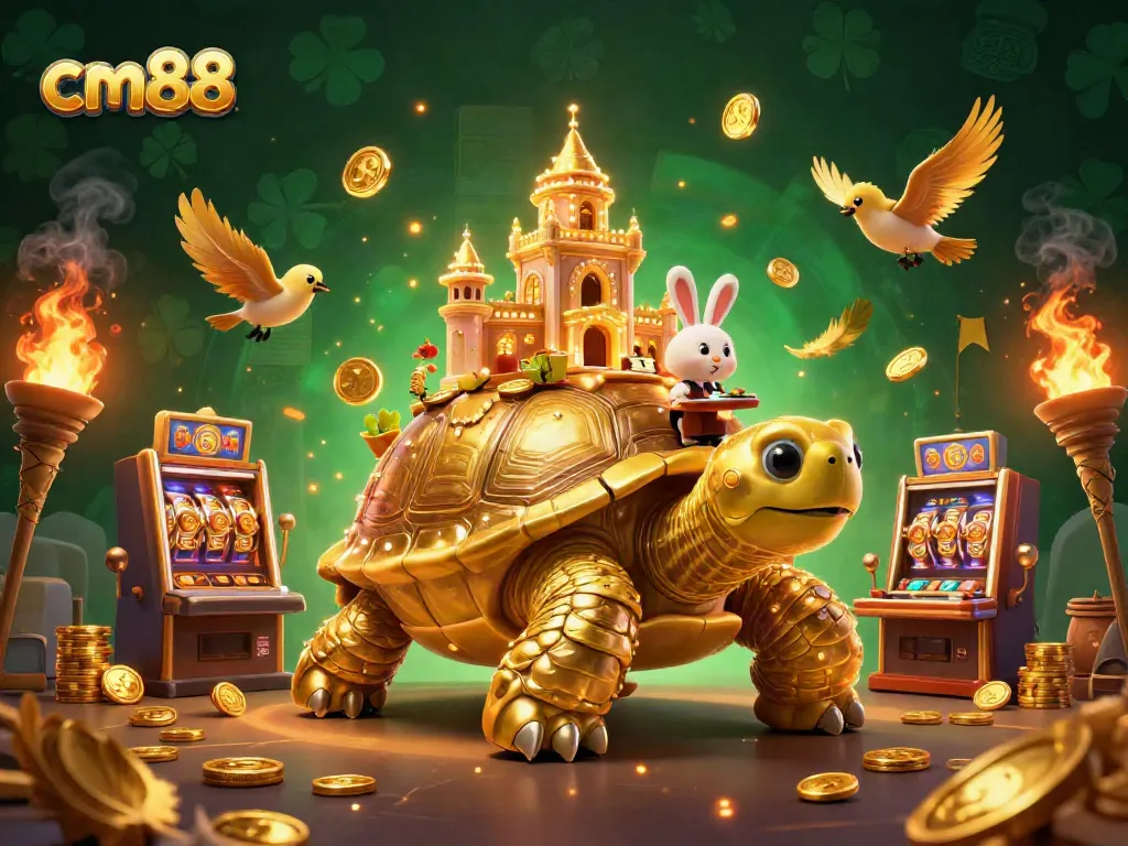Experience thrilling games at cm88 with vibrant slot machines and lively rabbit dealer.