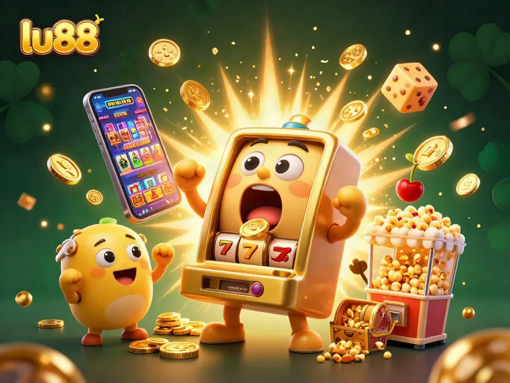 Celebrate big wins at lu88 with a thrilling slot machine jackpot animation.