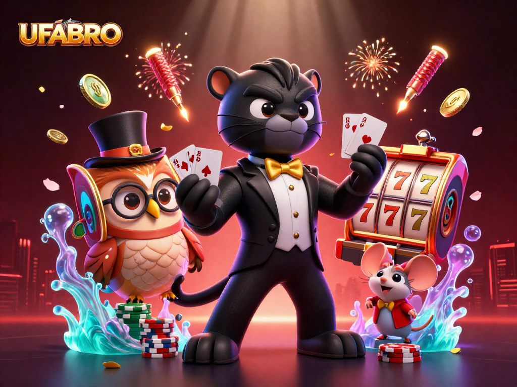 UFABRO offers thrilling online gambling with vibrant characters, slot games, and dynamic casino elements.