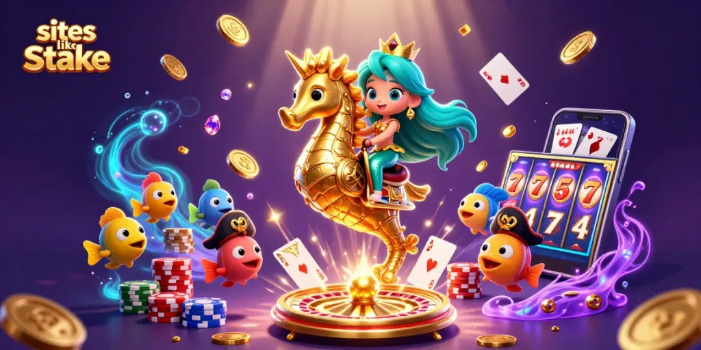 Experience exciting gameplay in sites like stake with a vibrant underwater casino scene