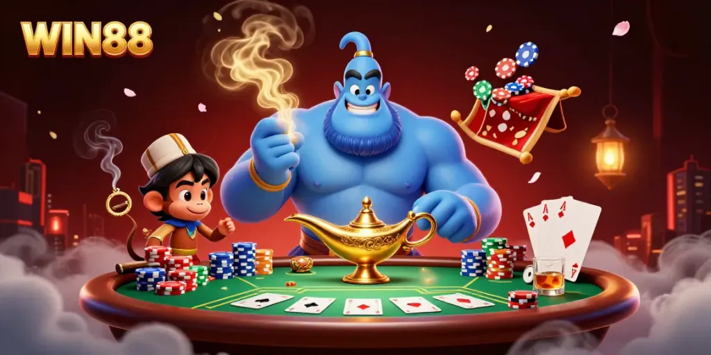 Experience the excitement of WIN88 with a vibrant and magical casino scene.