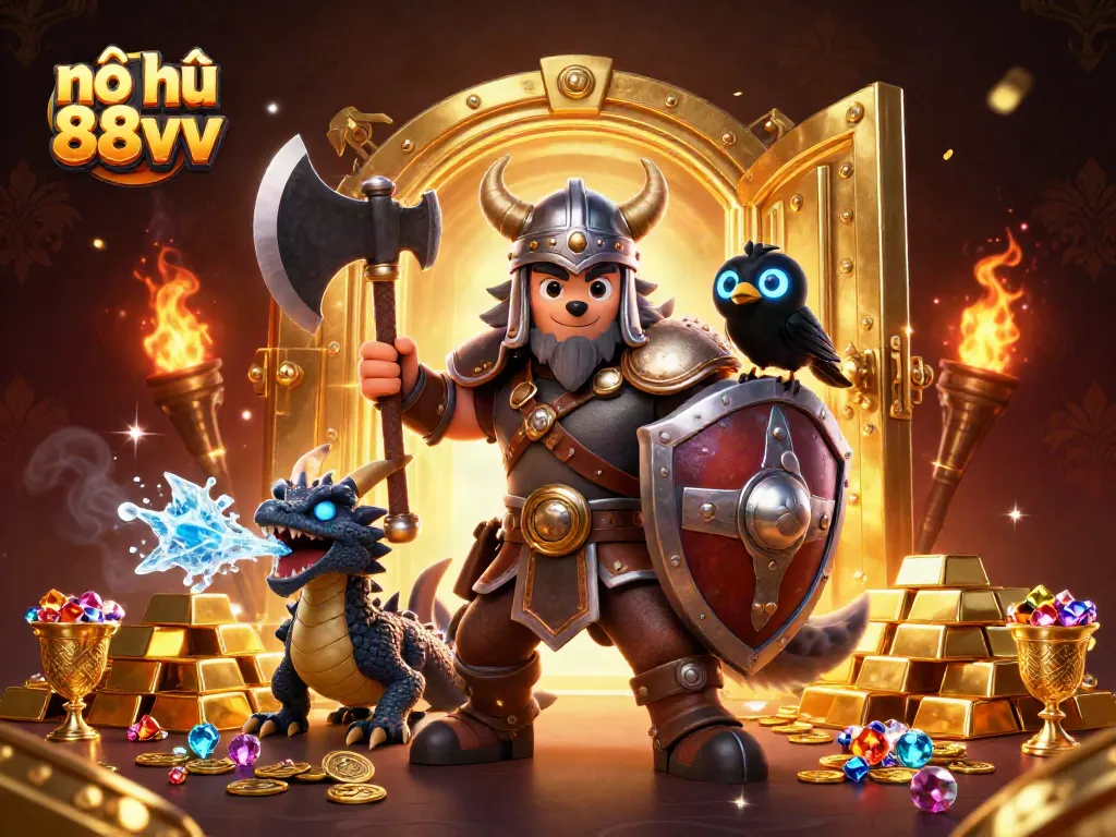 Engage with nổ hũ 88vv, visualizing a powerfully themed scene of fun and excitement in a vibrant casino setting.