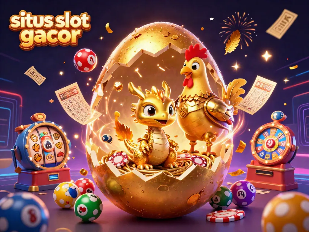 Experience the excitement of situs slot gacor with a golden dragon, colorful slots, and dynamic casino elements.