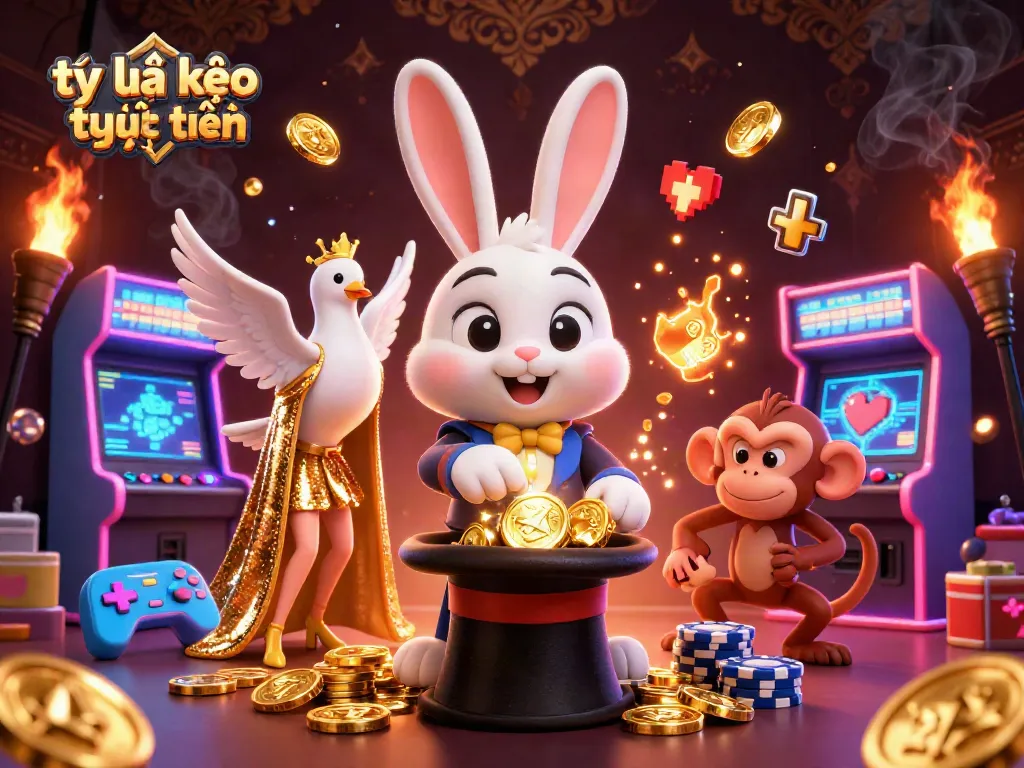 Engage with tỷ lệ kèo trực tuyến through a vibrant 3D casino scene featuring exciting characters.