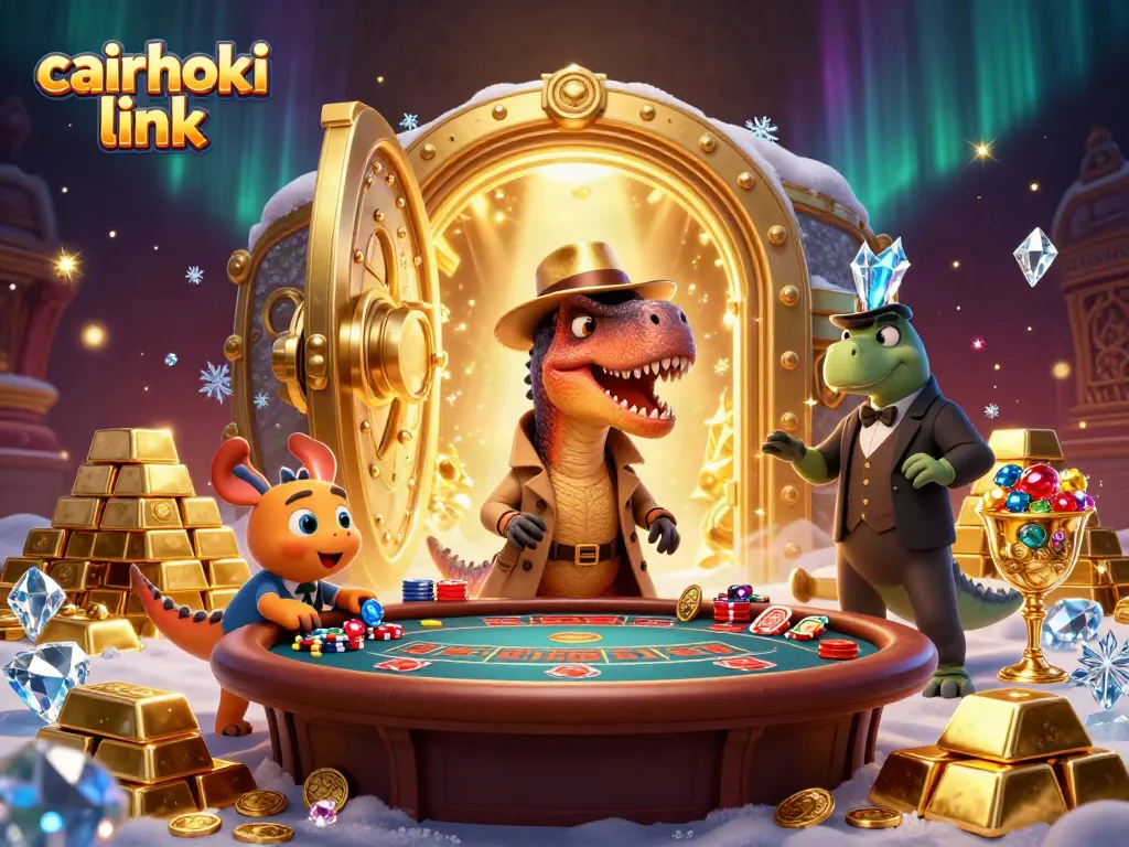 Memenangkan permainan di meja blackjack di cairhoki link dengan dinosaurus dan karakter kartun.