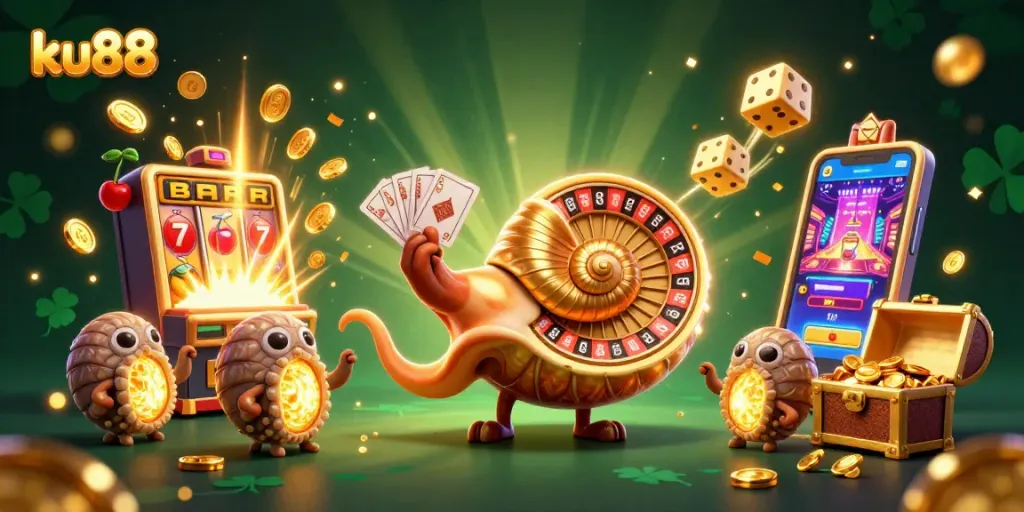 Engage in thrilling games with ku88 at this vibrant casino illustration highlighting winning elements.