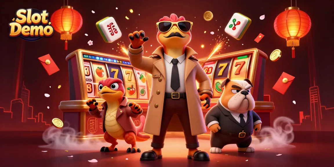 Spin the reels in this vibrant Slot Demo scene featuring playful raptors and casino elements.