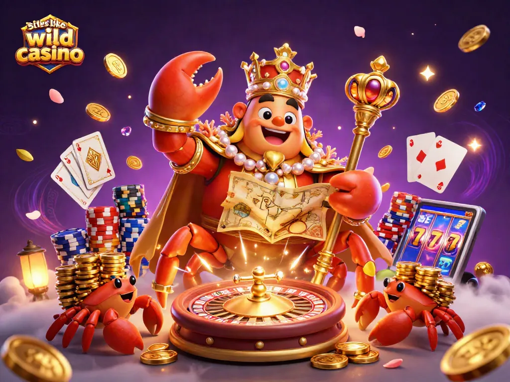 Experience excitement at sites like Wild Casino with a 3D illustration showcasing vibrant gambling action.