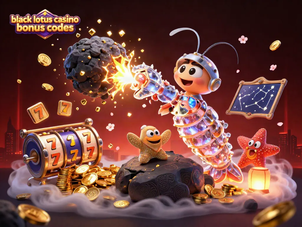 Experience the excitement of black lotus casino bonus codes with vibrant characters and slot elements.