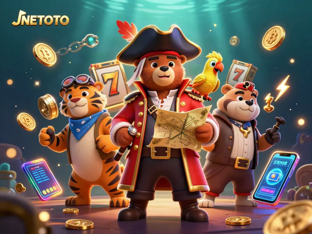 Engage with JNETOTO for thrilling slot action featuring a pirate bear and tiger.