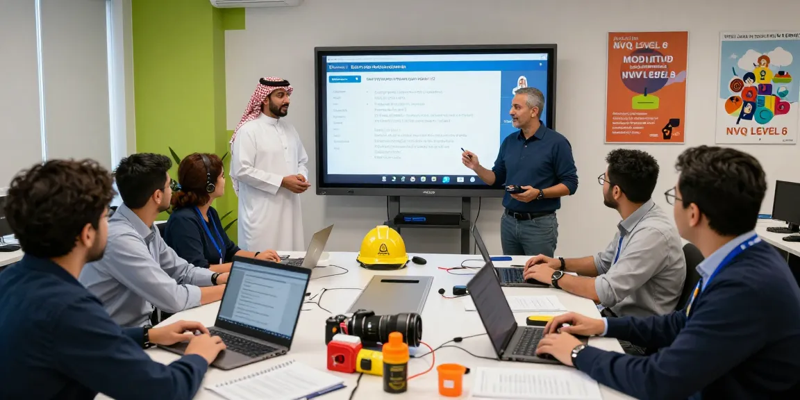 NVQ Level 6 in Saudi Arabia training scene with students engaged in a virtual classroom