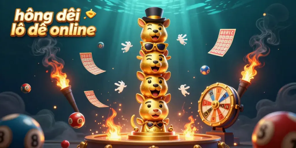 Engage in gambling with this vibrant illustration of hướng dẫn lô đề online featuring animated totem with casino accessories.