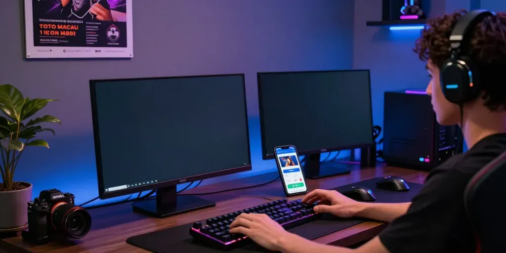 Engaging with POKA88 link login on a high-resolution monitor in a stylish gaming setup.