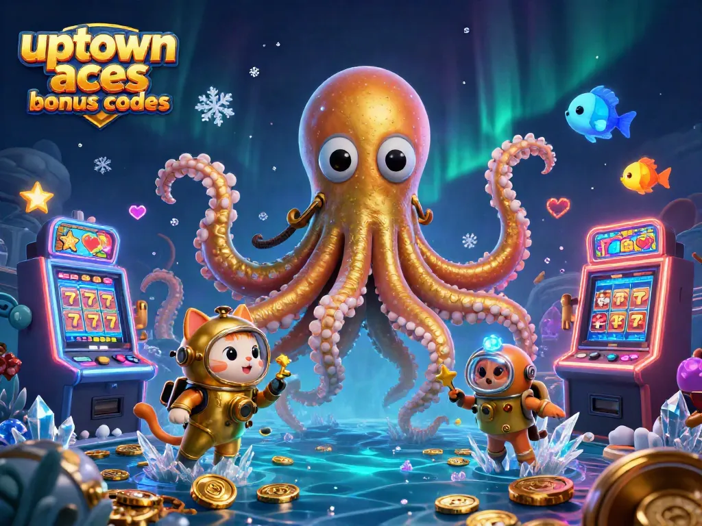Engage with uptown aces bonus codes in this vibrant 3D casino scene showcasing thrilling slot machines.