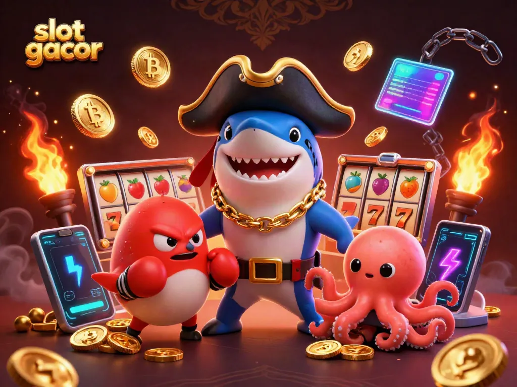 Raih kemenangan maksimal di slot gacor dengan karakter lucu bermain mesin slot dan koin emas.